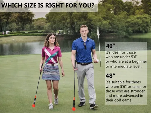 Vista 5 de Entrenador de swing de golf de 48 pulgadas/40 pulgadas, palo de calentamiento para fuerza, flexibilidad, entrenamiento de tempo, ayuda de práctica