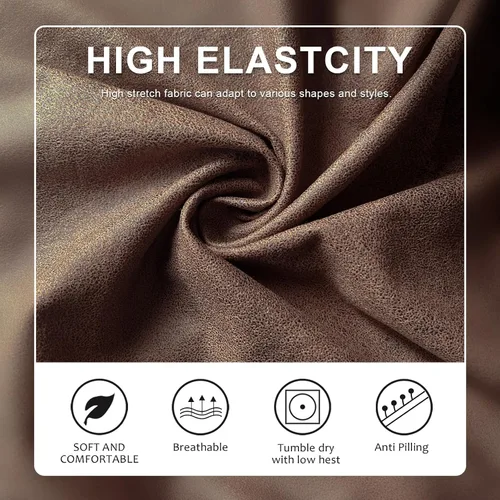 Vista 5 de Fundas de cojín tipo cuero para sofá, juego de fundas protectoras de muebles para sillón seccional, sofá biplaza de tela de elastano elástica
