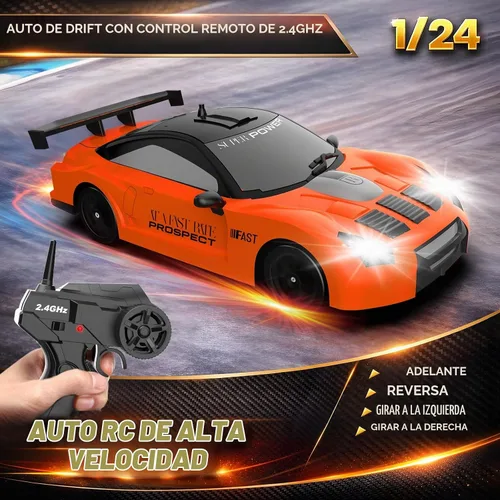 Vista 2 de Auto de control remoto RC Drift Car 2.4GHz escala 1:24 4WD 15KM/H Modelo de vehículo de alta velocidad con luces LED Drifting Tire Racing Sport Toy