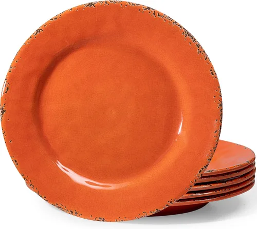 Vista 11 de Plato de Postre de Melamina, Platos Pequeños para Cena de 6 Pulgadas, Juego de 8, Platos Vintage para Aperitivos Platos para Servir, Platos Pequeños