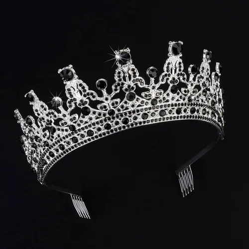 Vista 7 de COCIDE Tiaras negras y coronas para mujer, corona de reina tiara de princesa para niñas, diamantes de imitación, fiesta, damas de honor, boda