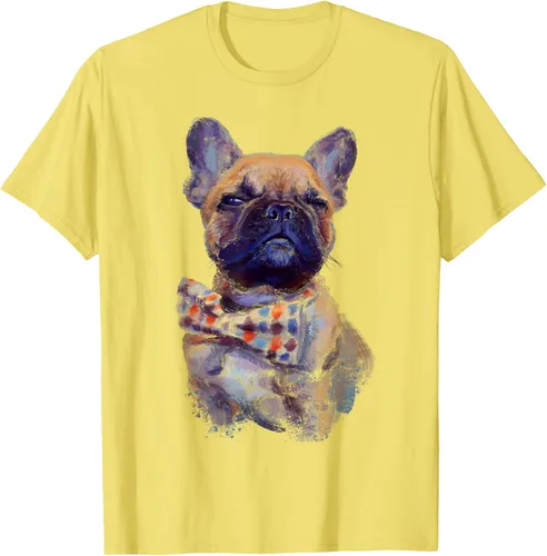 Vista 34 de Camiseta de bulldog francés con estampado realista, artística de bulldog francés, Negro, S