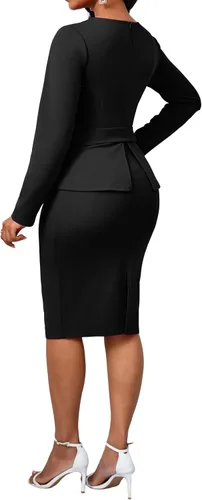 Vista 5 de CuteCherry Vestido sexy para mujer, vestido de trabajo, vestido elegante de lápiz