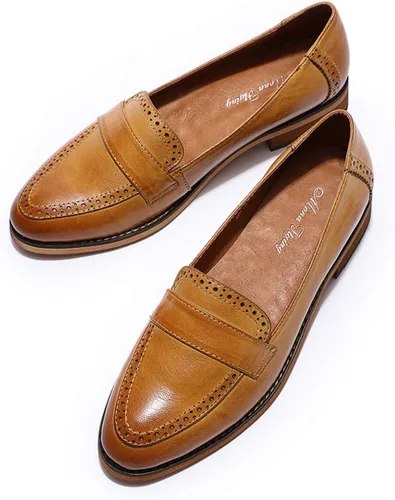 Vista 7 de Mona Flying Mocasines de cuero para mujer, estilo informal, planos, para mujeres y jóvenes