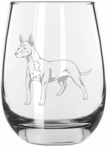 Vista 100 de Shar Pei (chino) - Vaso de vino sin tallo grabado para perro, 15.25 onzas
