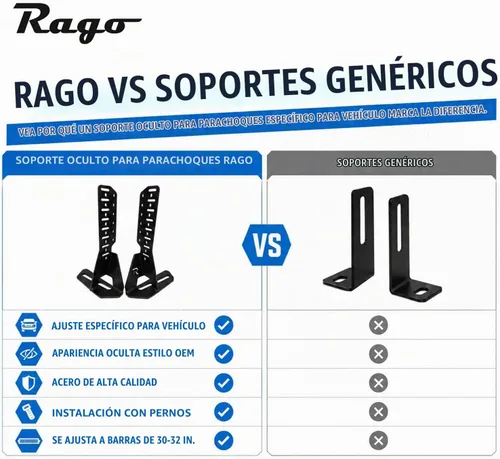 Vista 6 de Soporte LED para parachoques oculto Rago para Toyota 4Runner 2014-2024