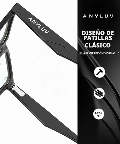 Vista 4 de ANYLUV Blue Light Glasses for Women & Men, Stylish Blue Light Blocking Glasses, Eyes Protection & Anti Eyestrain Eyewear Claro/Negro