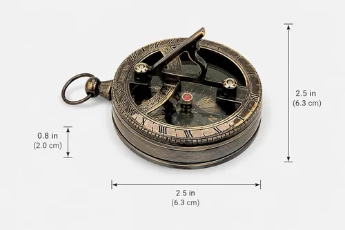 Vista 3 de Brújula de reloj solar de bolsillo con acabado de latón marino, brújula náutica antigua Gilbert Son estilo Londres, latón grabable y vidrio