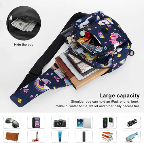 Vista 5 de Kamo Bolso bandolera para mujer, bolso cruzado casual, mochila cruzada floral, mochila cruzada de viaje, bolsa de hombro para senderismo