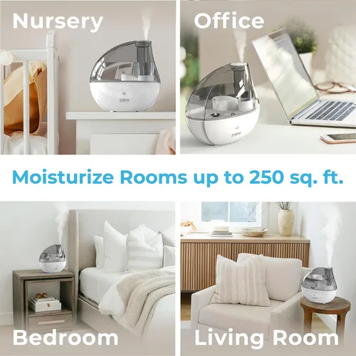 Vista 4 de MistAire humidificador ultrasónico de vapor frío. Unidad humidificadora premium con funcionamiento silencioso y función de luz nocturna