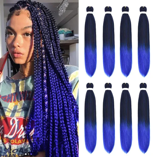 Vista 83 de 8 paquetes de extensiones preestiradas - 16 pulgadas de cabello trenzado premium, 55G/paquete, sin picazón, fijación en agua caliente, textura Perm
