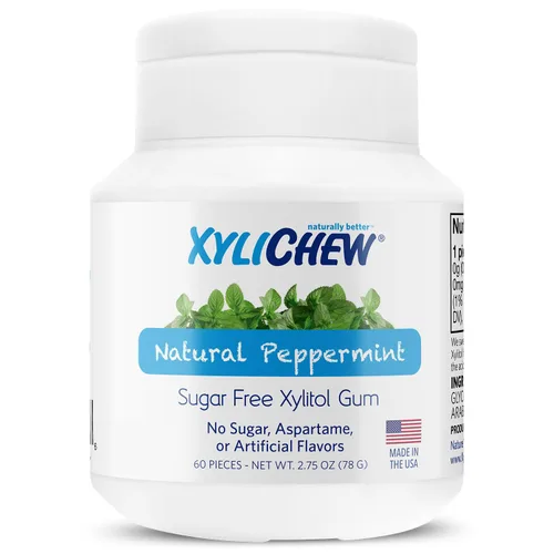 Vista 13 de Xylichew Goma de mascar 100% xilitol sin OMG, sin aspartamo, sin gluten y sin azúcar, cuidado bucal natural, alivia el mal aliento y la boca seca