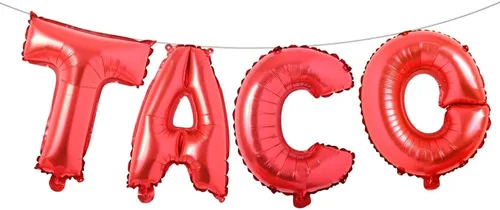 Vista 4 de Fiesta Party Balloons Supplies Taco Balloons Mexican Cinco De Mayo Party Decorations Mylar Foil Balloons Fiesta Party Decorations (L TACO Gold)