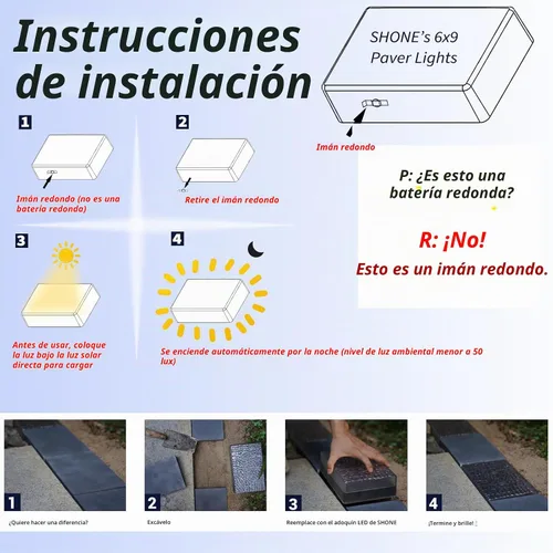 Vista 5 de SHONELIGHTING Luces solares para pavimentadora, 6x9 LED de tierra, 12 colores, RGBW, 1 paquete