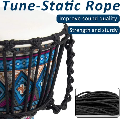Vista 3 de Tambor africano de Djembe, estándar 8 '' tambores cosidos tela azul del Congo, tambor profesional del bongo con la cabeza del tambor de la piel
