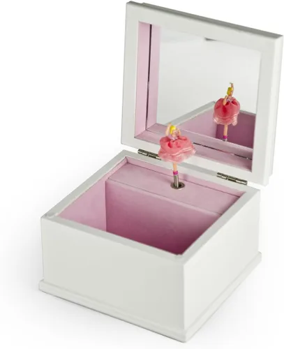 Vista 2 de Joyero musical de bailarina con 18 notas de hada encantada, color blanco mate, muchas canciones para elegir, caja de música bailarina