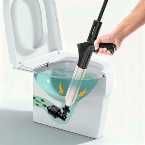 Vista 2 de Desatascador de Aire Comprimido de Alta Presión con Accesorios y Manómetro 5 en 1 Jetpro InnovaGoods