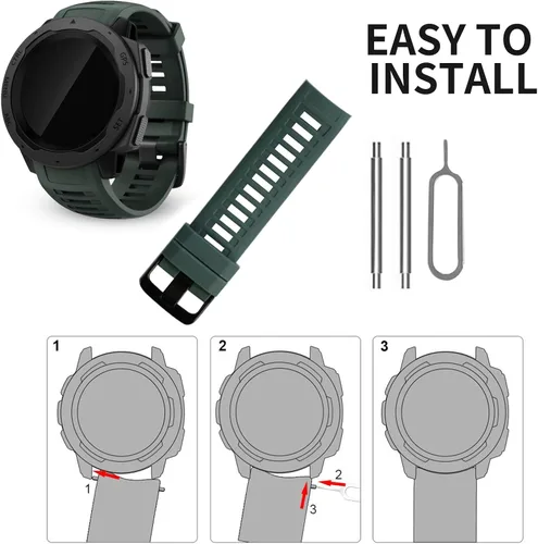 Vista 4 de Correa de repuesto para reloj Garmin Instinct, correa de silicona suave compatible con Garmin Instinct 2/Solar/Tactical Pizarra