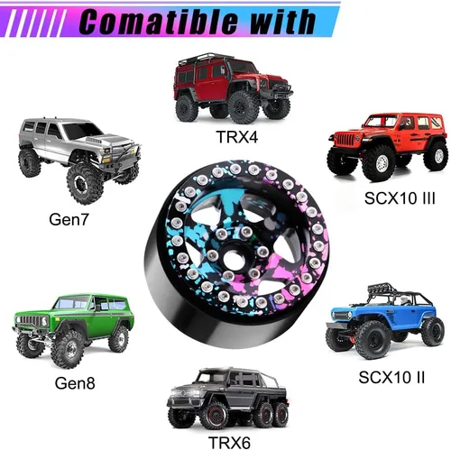 Vista 5 de GLOBACT Alum 1.9 Beadlock Wheels Splash Anodizing para SCX10 TRX4 REDCAT