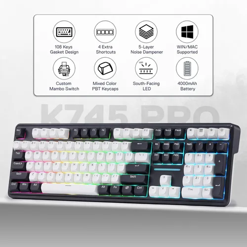 Vista 2 de Redragon Paquete de teclado mecánico para juegos K745 y mouse para juegos M618