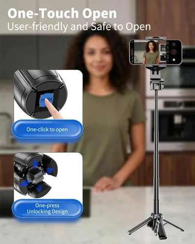 Vista 6 de Mini trípode magnético para selfie, soporte de teléfono extensible 4 en 1 con control remoto inalámbrico, tamaño de bolsillo para viajes, vlog
