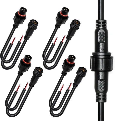 Vista 7 de Conector de tira LED de 2 pines 18AWG IP65 macho hembra 7.87 pulgadas, cable de extensión para automóvil, camión, barco, conector LED impermeable