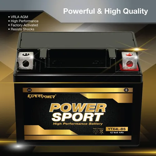 Vista 4 de ExpertPower YTX4L-BS - Batería AGM para motocicleta de 12V 4Ah para patinete de 50cc SA50 Elite LX, SB50, TTR125, batería ATV de 120 CCA para Mini
