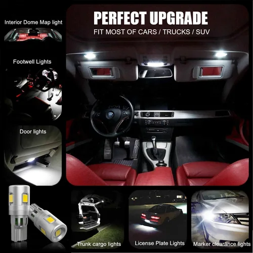 Vista 6 de Bombillas LED blancas de alto rendimiento 5GS 1:1 3030-5SMD 194 168 2825 W5W T10 Brgiht White