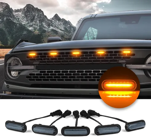 Vista 11 de Seven Sparta - 5 luces LED para parrilla delantera para Ford Bronco de 2/4 puertas Amber Light with Amber
