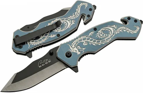 Vista 10 de SZCO Supplies 300586-PU Flying Dragon Assisted Open Rescue Utility Cuchillo Púrpura