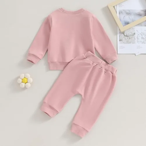 Vista 4 de Daddys Girl Toddler Infant Baby Girl Clothes Set Long Sleeve Sweatshirt Joggers Pants Outfit Fall Winter Outfits