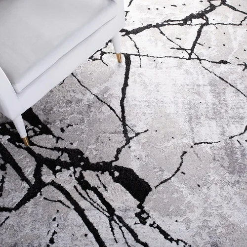 Vista 7 de SAFAVIEH Amelia Collection - Alfombra decorativa de 2 x 4 pies, gris y negro, diseño abstracto moderno, no desprende pelusa y de fácil cuidado