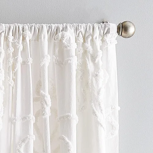 Vista 2 de Peri Home Gates - Cortina de felpilla copetuda con bolsillo para barra, par de paneles de 84 pulgadas, color blanco