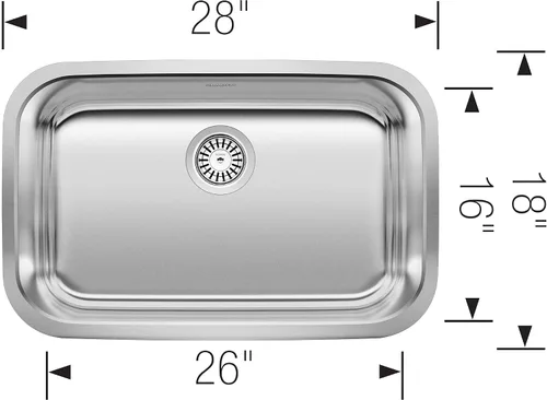 Vista 2 de BLANCO, Acero inoxidable 441529 STELLAR - Fregadero de cocina empotrado compatible con la ADA, 28" X 18