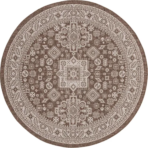 Vista 83 de Unique Loom Outdoor Aztec Collection Alfombra de área, Chalca (5 pies 3 pulgadas, octágono, aguamarina/marfil)