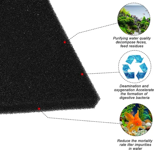 Vista 3 de Honoson Paquete de 4 almohadillas de filtro de esponja biológica para acuario, almohadillas de filtro de espuma de celda abierta para acuario