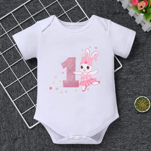 Vista 4 de IBTOM CASTLE Kids Bunny 1st Birthday Cake Smash Outfit for Baby Girl Princess Romper & Tutu Skirt & Headband 3PCS Photo Prop