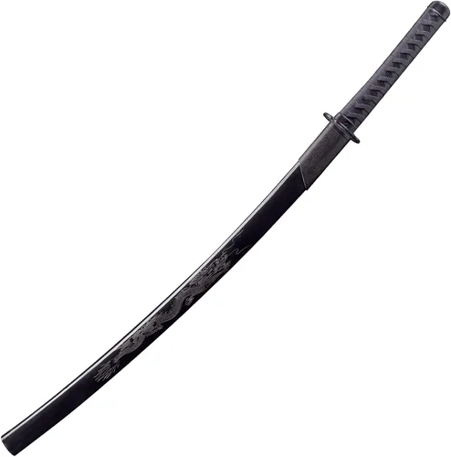Vista 2 de Espada katana japonesa – Hoja negra de polipropileno con Saya, espada de entrenamiento Samurai para cosplay, 40.1 pulgadas