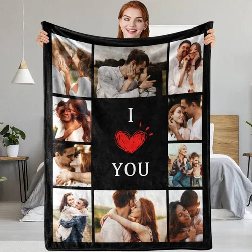Vista 9 de Regalos personalizados para parejas: manta personalizada con fotos, manta personalizada con fotos, regalos de cumpleaños para novio, novia, esposa