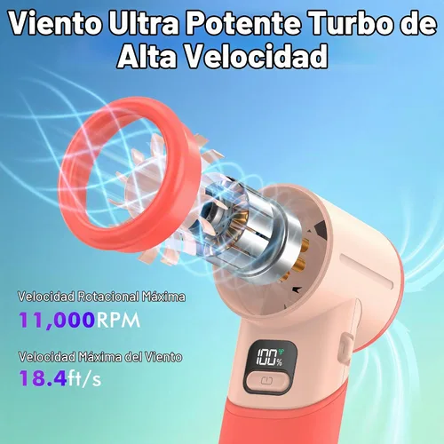 Vista 2 de AMACOOL Ventilador turbo portátil de mano, máximo 20 horas de tiempo de Rojo