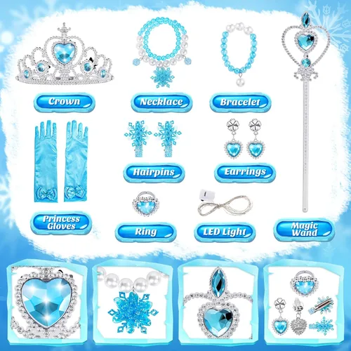 Vista 4 de Luucio Frozen Princess Dress Up Costume With Accessories For Little Girls 2-10 Years, Girls Birthday Christmas Dress
