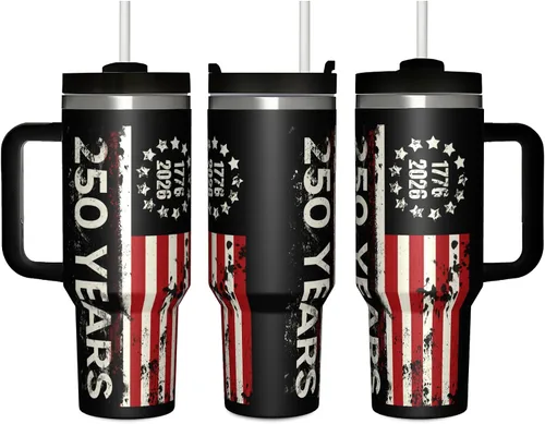 Vista 9 de 250 Years American Flag - Vaso aislado de acero inoxidable de 40 onzas (40.6 fl oz), taza de café patriótica con tapa a prueba de salpicaduras