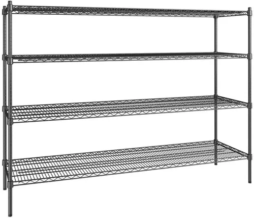 Vista 80 de Kit de 4 estantes de epoxi verde NSF de 21 x 72 pulgadas con postes de 86 pulgadas, estantería de almacenamiento resistente, kit de estantería
