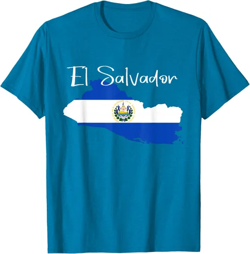 Vista 9 de Camiseta con la bandera de El Salvador, mapa de El Salvador, camiseta de Salvador para mujer
