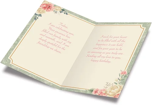 Vista 2 de Prime Greetings Tarjeta de cumpleaños para nuera, hecha en Estados Unidos, ecológica, cartulina gruesa con sobre premium de 5 x 7.75 pulgadas
