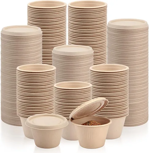 Vista 9 de Vmiapxo Paquete de 50 vasos de papel desechables de 4 onzas con tapas Marrón