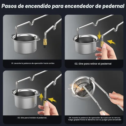 Vista 3 de Paquete de 2 sopletes de pedernal individual con 20 pedernales de repuesto, encendedor de chispas resistente para soldadura, corte