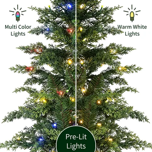 Vista 4 de Puleo International Árbol de Navidad artificial en maceta preiluminado de 4