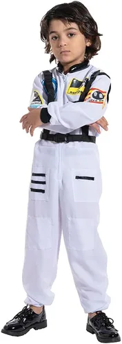Vista 3 de EraSpooky Disfraz de astronauta de Halloween para niños, disfraz de astronauta divertido para fiesta de cosplay