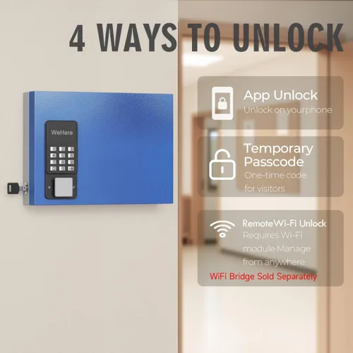 Vista 3 de Caja de bloqueo de 16 llaves de montaje en pared, APP Bluetooth/Contraseña de una sola vez/Control remoto Wi-Fi, gabinete de llaves inteligente